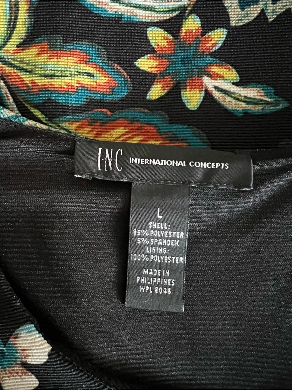 INC International Concepts Black Floral Long Sleeve Shift Dress - Picture 3 of 5
